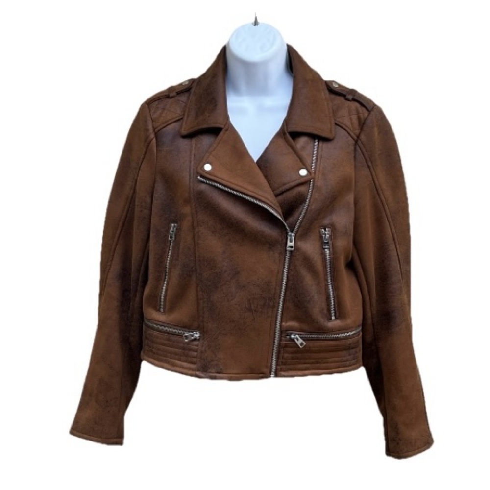 Zara Chocolate Brown Faux Leather  Jacket